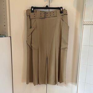 DKNY Tan A-Line Skirt with Belt